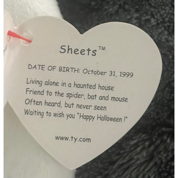 TY Beanie Baby “Sheets” Bed Sheet Ghost Tag Errors 1999 Retired Halloween Spooky - Picture 7 of 9